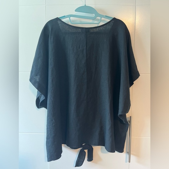 NWT Ava & Viv Women’s V-Neck Linen Blend Tie Front Top - Picture 3 of 13